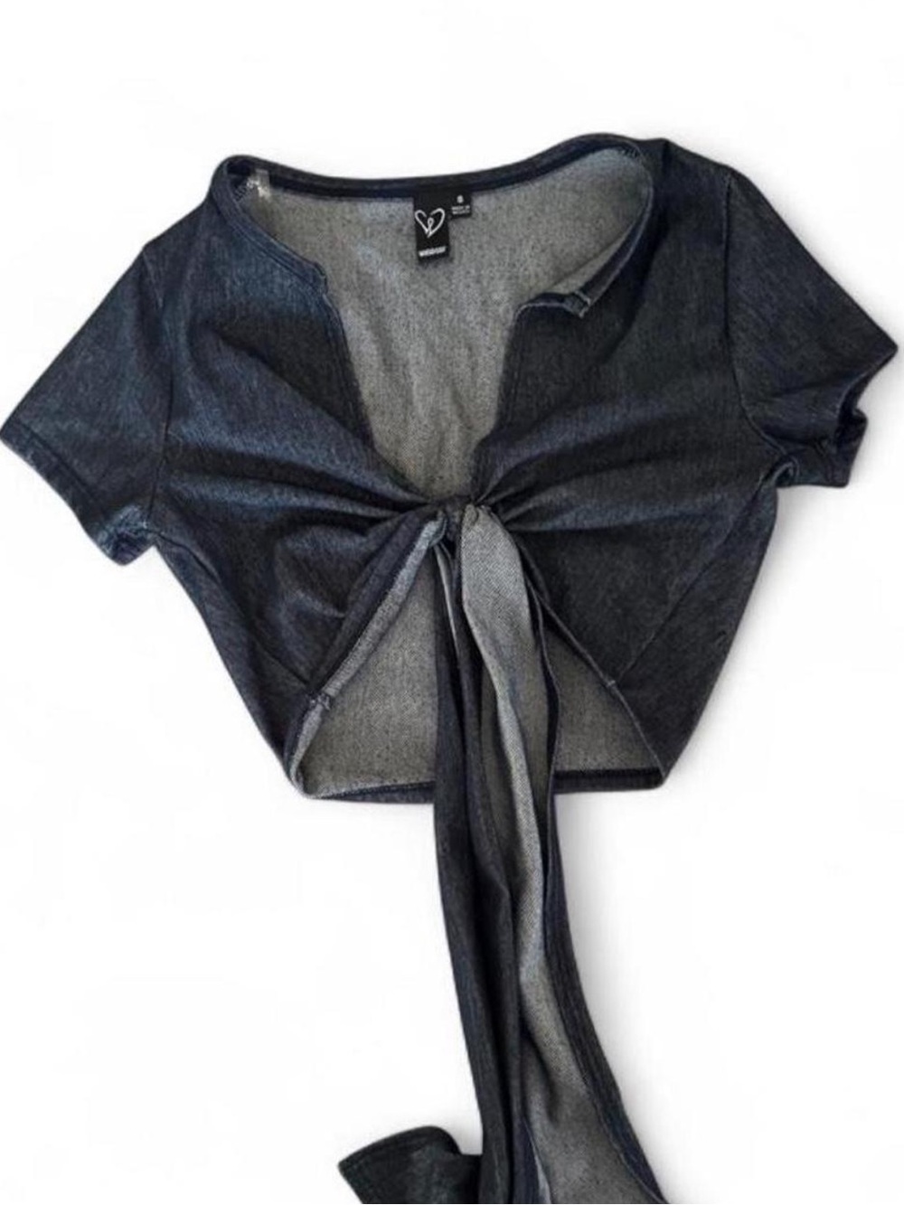 Windsor Women’s Tie-Front Crop Top in Denim Blue